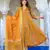 women yellow & off-red floral print anarkali kurta set with dupatta