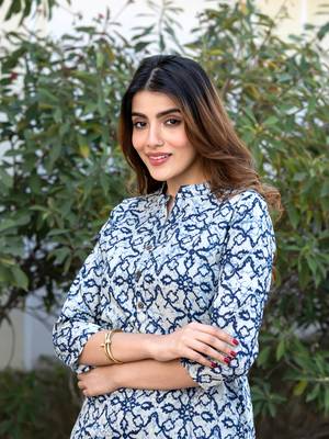 women blue and grey kurta bottom dupatta set 4