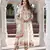 women brown and cream floral print anarkali kurta set with dupatta