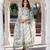 Jaitpuriya women blue and cream floral print anarkali kurta set with dupatta