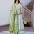 women green and white floral print anarkali kurta set with trouser and dupatta