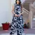 women blue and white kurta with palazzo set