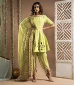 Green Short Anarkali-Tulip Punjabi Salwar Suit