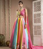 Horse Print One Shoulder Lehenga Set (Set Of 2)