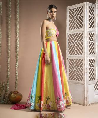 Horse Print One Shoulder Lehenga Set (Set Of 2) 3