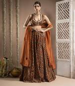 Black Rust Printed Lehenga Set (Set Of 3)