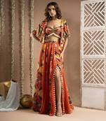 Orange kaudi abstract print indo set (set of 2)
