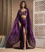 Purple velvet indo drape set   (set of 3)