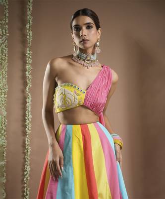 Horse Print One Shoulder Lehenga Set (Set Of 2) 5