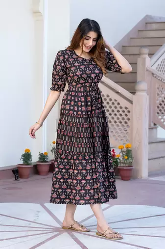 women black ethnic motifs printed maxi dress