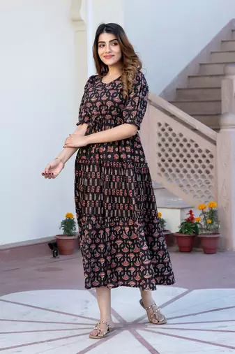 women black ethnic motifs printed maxi dress