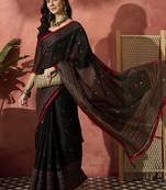 Regal black zari woven saree