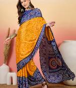 Golden mustard bandhani silk saree
