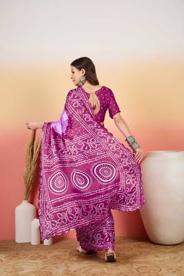 Lilac bandhani silk saree 3