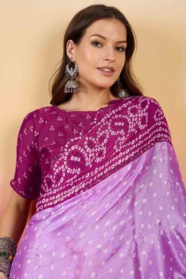 Lilac bandhani silk saree 4