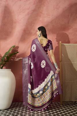 Magenta bandhani breeze saree 4