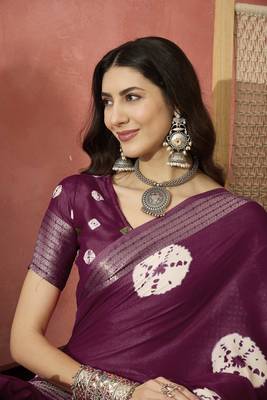 Magenta bandhani breeze saree 5