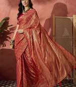 Exquisite Rust Orange Dual-Tone Organza Saree