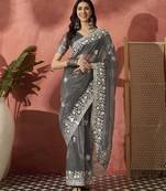 Grey elegance net saree