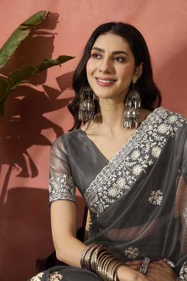 Grey elegance net saree 5