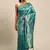 Turquoise blue & golden ethnic motifs zari silk blend banarasi saree
