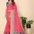 Pink jacquard cotton blend golden zari butta butti woven maheshwari saree with blouse piece