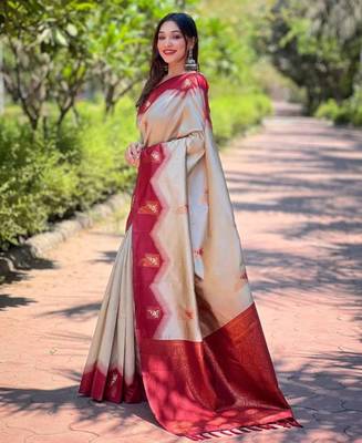 Woven design zari art silk banarasi saree 1