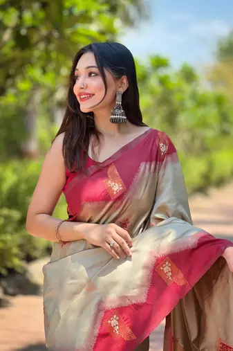 Woven design zari art silk banarasi saree