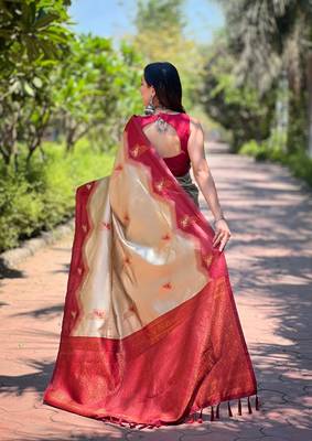 Woven design zari art silk banarasi saree 3