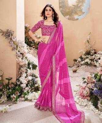 Leheriya sequinned pure georgette saree 1