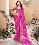 Leheriya sequinned pure georgette saree