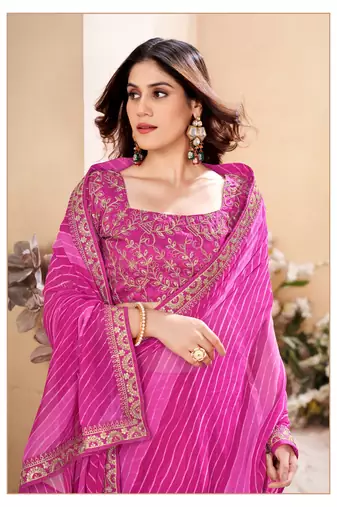 Leheriya sequinned pure georgette saree