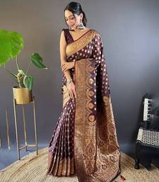 Maroon banarasi katan silk zari woven saree