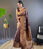 Maroon banarasi katan silk zari woven saree