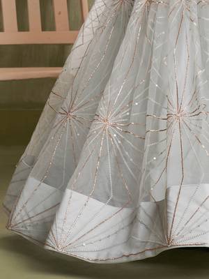 light grey sequins net lehenga set choli with dupatta 7