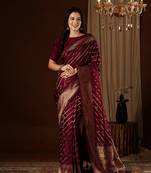 Maroon glamorous jacquard designer satin silk blend saree