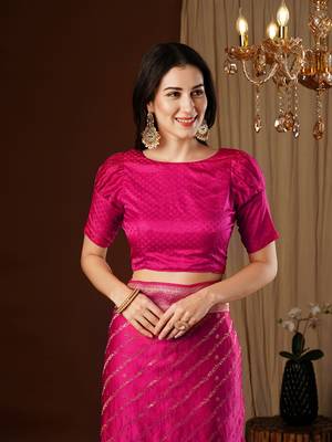Pink glamorous jacquard satin silk blendsaree 5