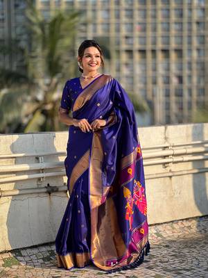 Featival looks lavender soft silk blendwevon paithani vitthala saree 1