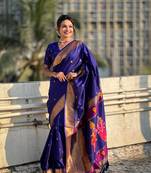 Featival looks lavender soft silk blendwevon paithani vitthala designer saree