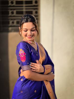 Featival looks lavender soft silk blendwevon paithani vitthala saree 3