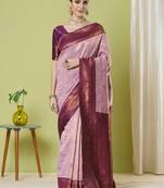 Pink banarasi silk blendsaree with jacquard work
