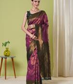 Wine banarasi silk blendsaree with jacquard designer work