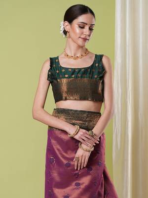 Wine faux banarasi silk blendsaree with jacquard work 4