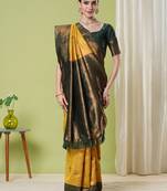 Yellow banarasi silk blendsaree with jacquard work