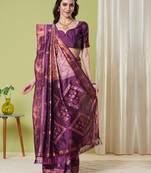 Wine banarasi silk blendwoven jacquard saree