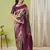 Brown banarasi silk blendwevon jacquard partywear saree