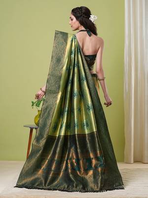 Pista faux banarasi silk blendwevon jacquard partywear saree 2