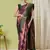 Wine banarasi silk blendwevon jacquard partywear saree