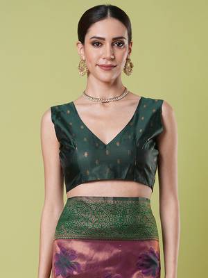 Wine faux banarasi silk blendwevon jacquard partywear saree 5