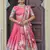 Gajri  Fully Printed With Contrast Border Pure Manipuri Silk Lehenga With Unstitched Blouse